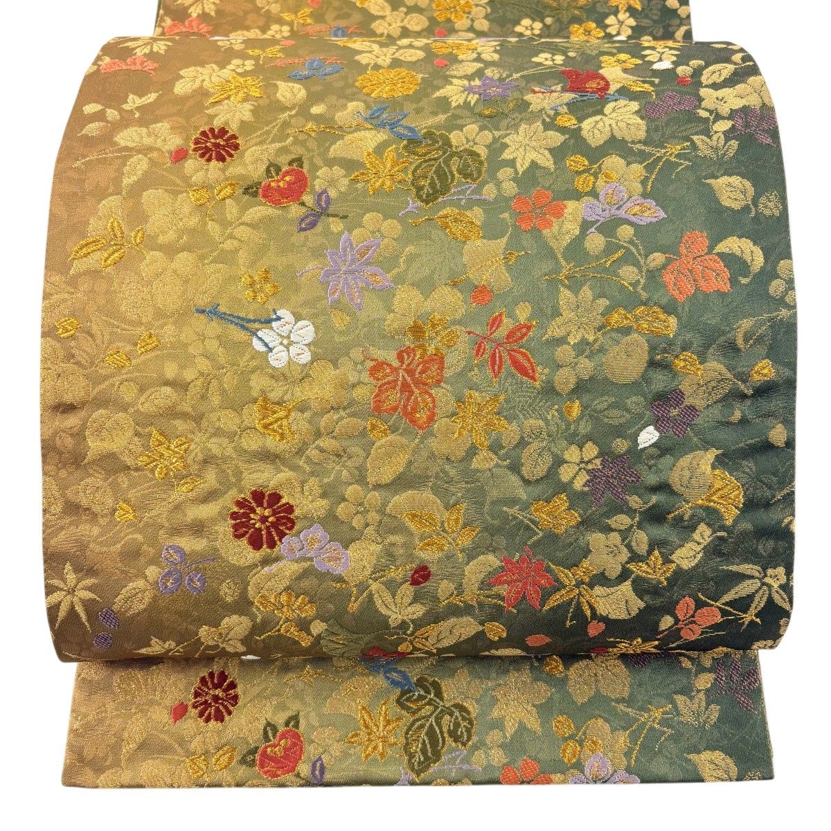 美品】 袋帯 秀品 吹き寄せ 金糸 刺繍 緑 六通 正絹 【中古】 - メルカリ