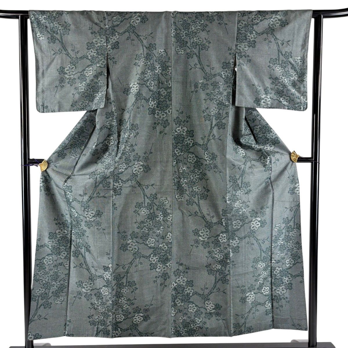 紬 身丈155cm 裄丈62.5cm S 袷 枝梅 深緑 正絹 優品 【中古】 - メルカリ