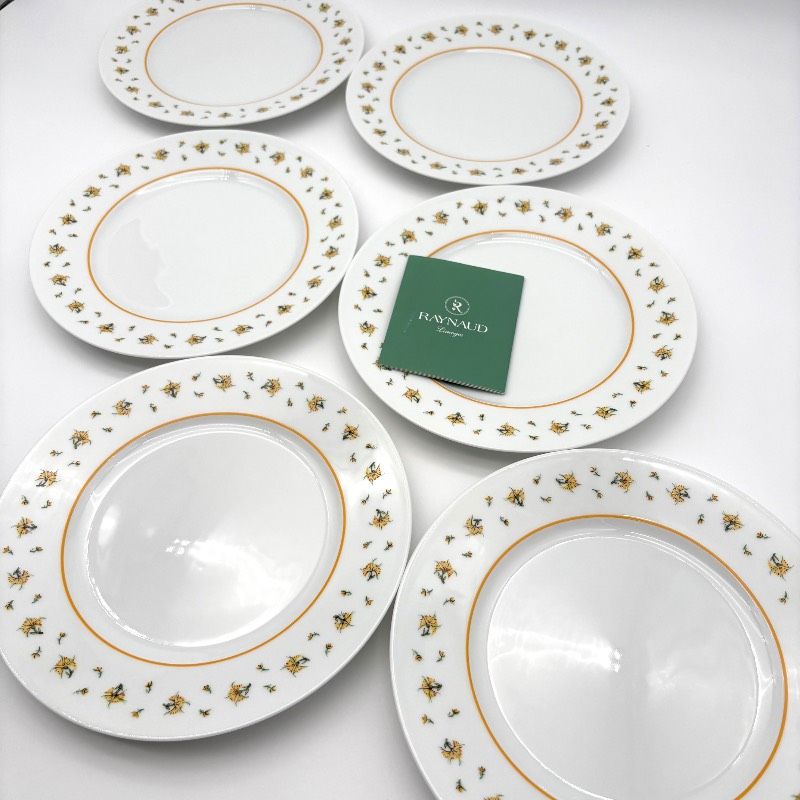 【未使用】RAYNAUD レイノー リモージュ ブーゲンビリア プレート 22.5cm 6枚セット フランス製 洋食器 ディナー皿