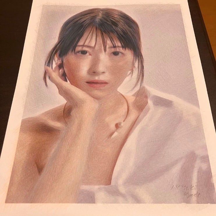 女優画⑦額装品 額縁寸法45cm×33cm パステル、水彩、色鉛筆画 - メルカリ
