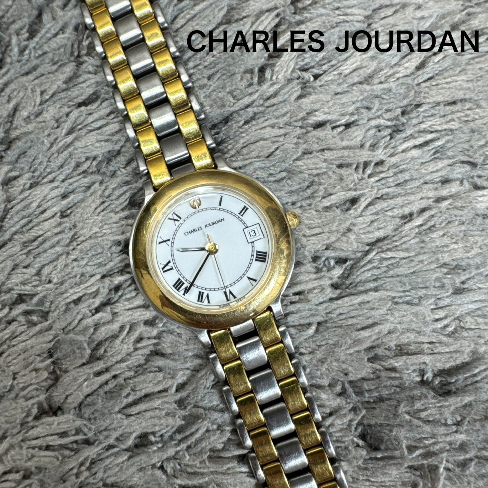 稼働品 CHARLES JOURDAN シャルルジョルダン アナログ 腕時計 デイト 