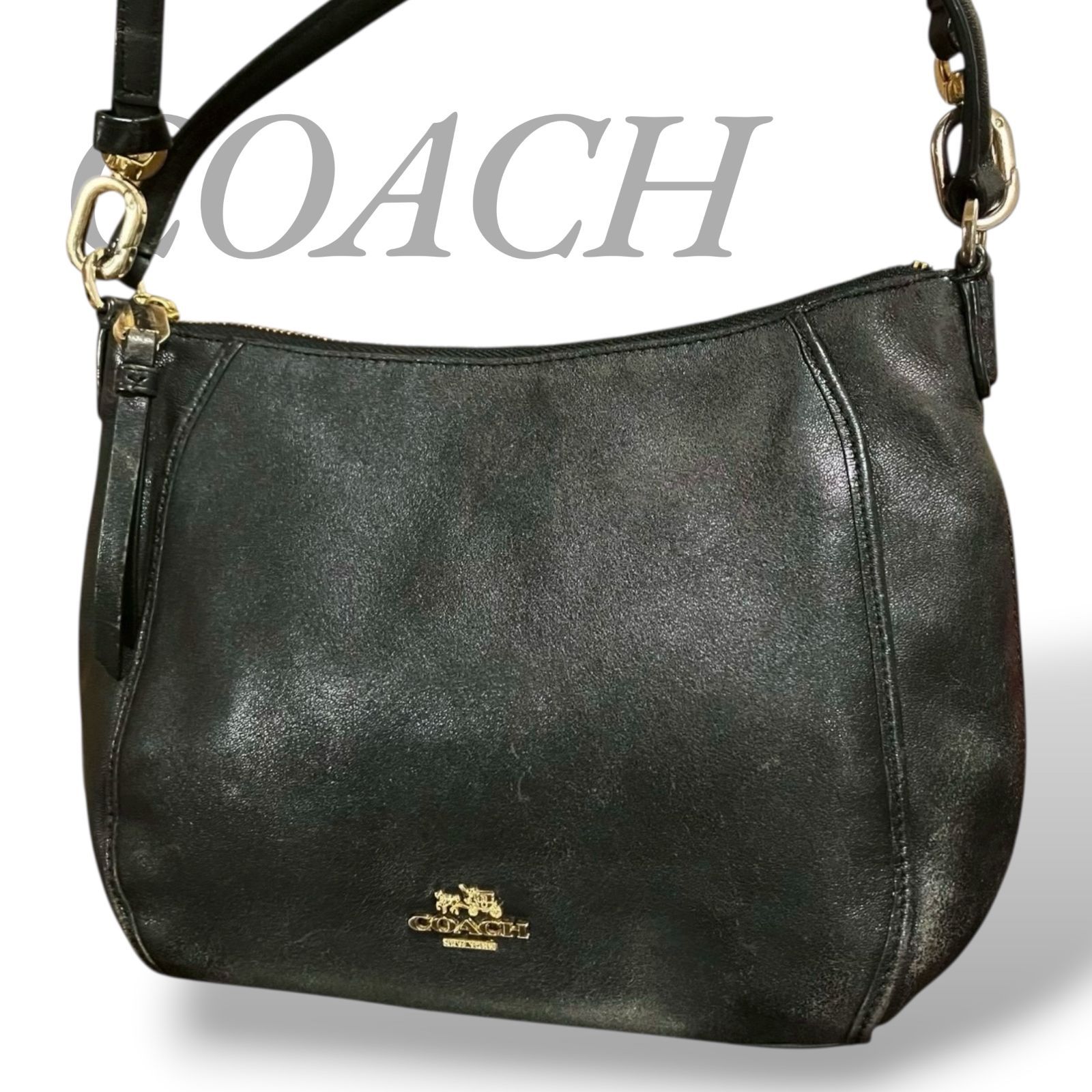 MY0665】COACH コーチ 2way ハンドバッグ ショルダーバッグ ブラック 