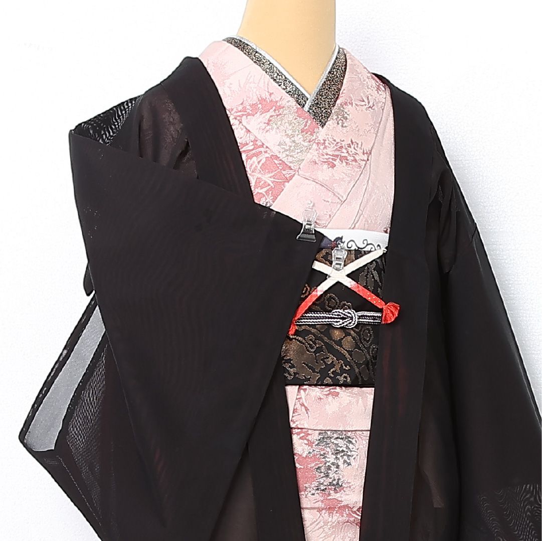 MK-1517 羽織 二重紗 観世水 紅葉 黒色 しつけ糸 【公式通販】