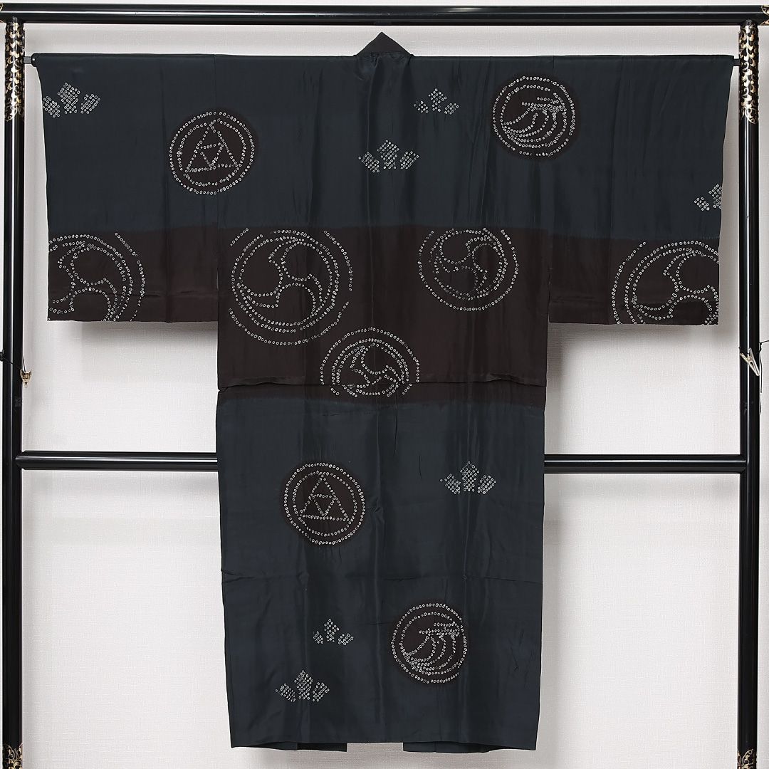 長襦袢 男性用 袷 身丈132cm 裄丈69cm 正絹 Sランク Sサイズ 紺系 RP 1241-12957