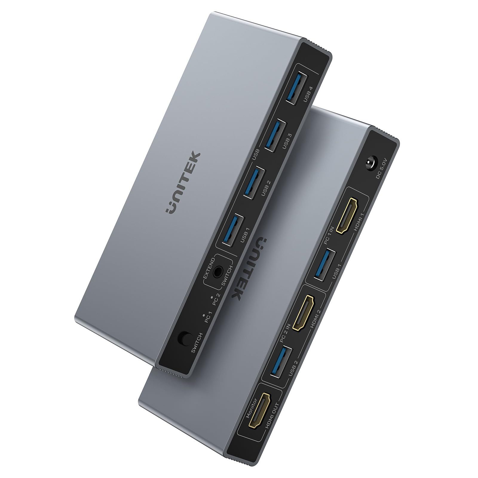 新品 Unitek USB3.0 HDMI 2in1アウト KVM切替器 USBスイッチセレクター 4K@60Hz 1台のコンピュータで2台のデバイスを共有 USB4ポート搭載