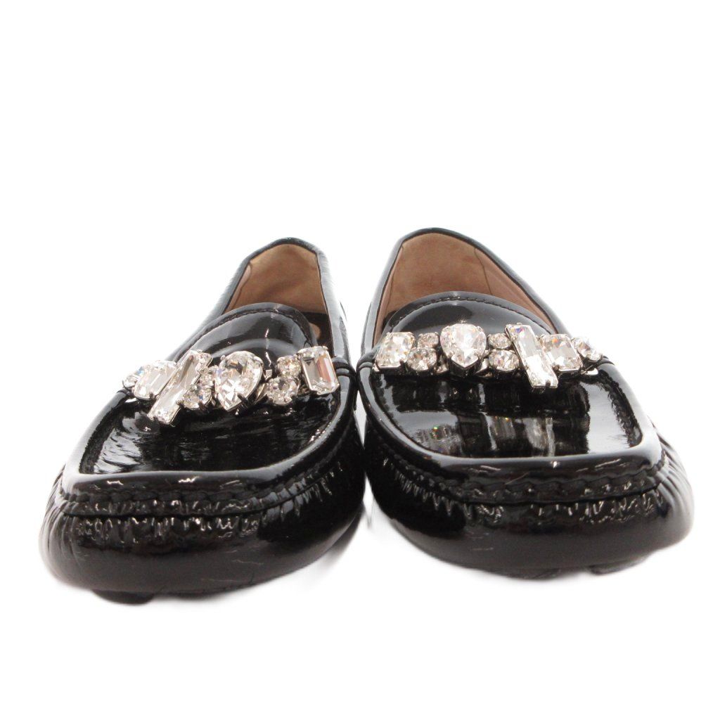 miumiu ストーン付きフラット靴 ミュウミュウ miumiu フラットシューズ ローファー ビジュー カット