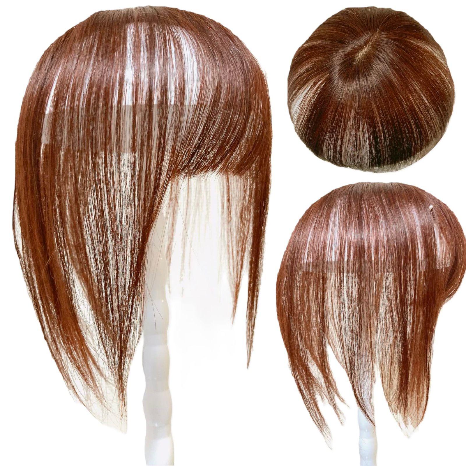 Luce brillare 部分ウィッグ ヘアピ��ス トップピース トップウィッグ 人毛100% トップカバー 白髪カバー 前髪ウィッグ 自然 かつら 女性 レディース 部分かつら ショート 前髪 ストレート 医療用 つむじ [ベージュブラウン (人毛)]