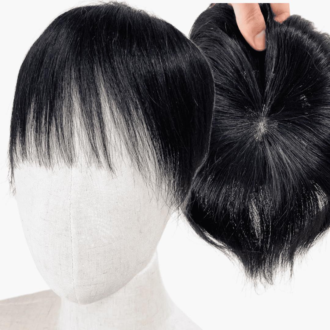 Luce brillare ヘアピース 人毛 部分ウィッグ かつら 男性 女性 カツラ トップウィッグ メンズ レディース つむじ 頭頂部 トップピース ポイントピース 薄毛 脱毛 人毛100% 部分カツラ ショート トップ [ナチュラルブラック(maxi)]