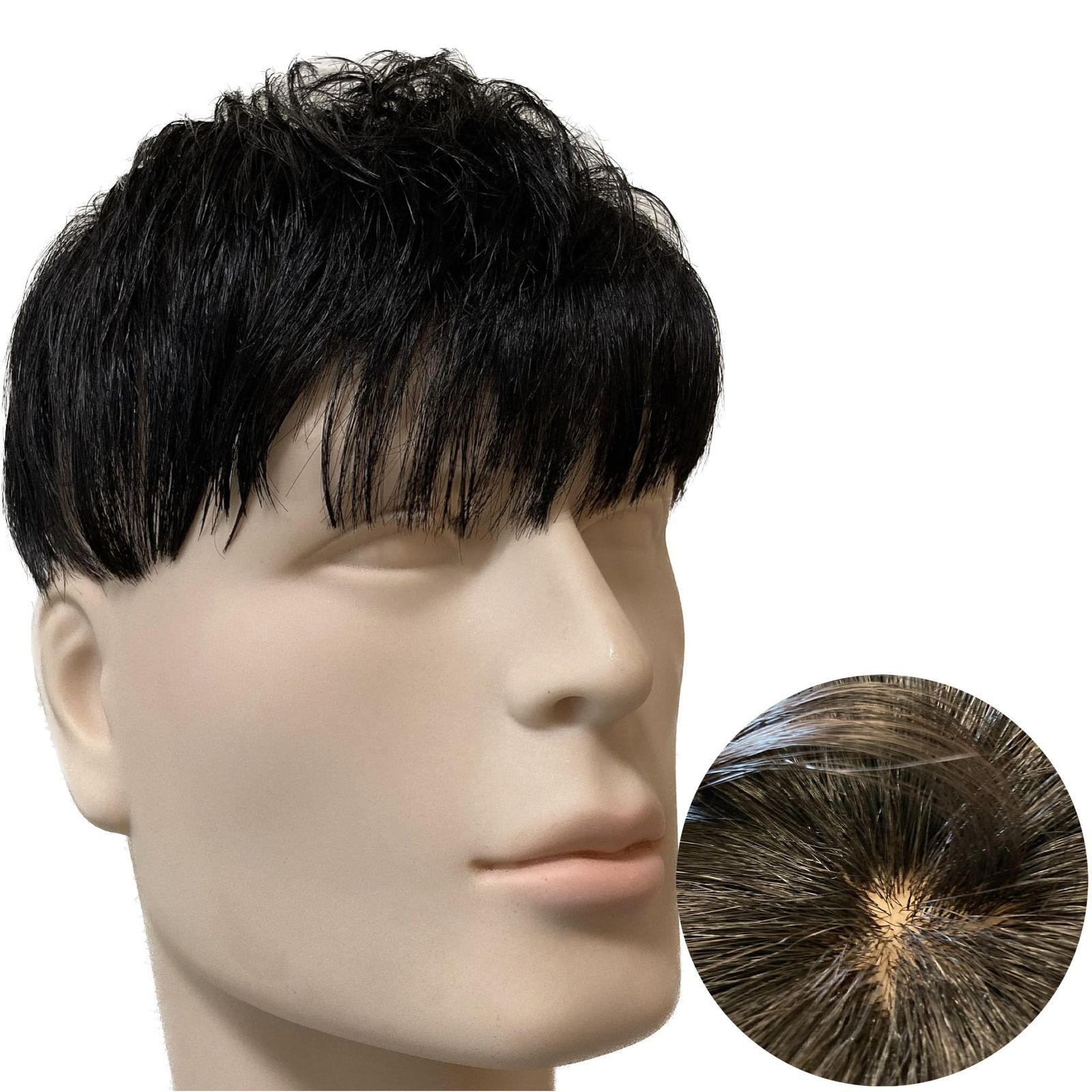 Luce brillare ウィッグ メンズ 人毛100% メンズウィッグ かつら ヘアピース トップピース ポイントピース 人毛 トップウィッグ 男性用かつら 部分ウィッグ つむじ 頭頂部 医療用 部分カツラ カバーウィッグ 白髪隠し [無造作ショート＋]