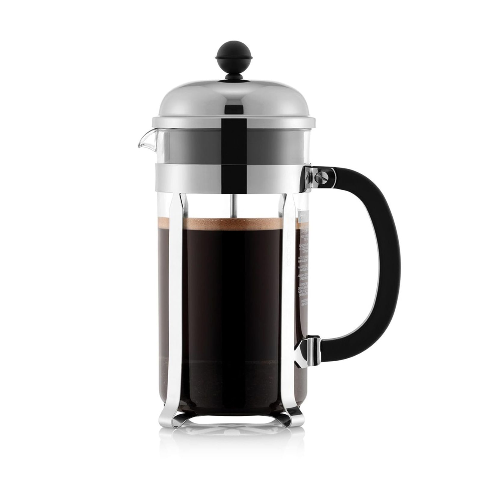 BODUM ボダム コーヒーメーカー コーヒープレス CHAMBORD シャンボール フレンチプレス コーヒーメーカー 1000ml シルバー ステンレスフィルター ガラスビーカー 浸漬式 コーヒー 【正規品】 1928-16