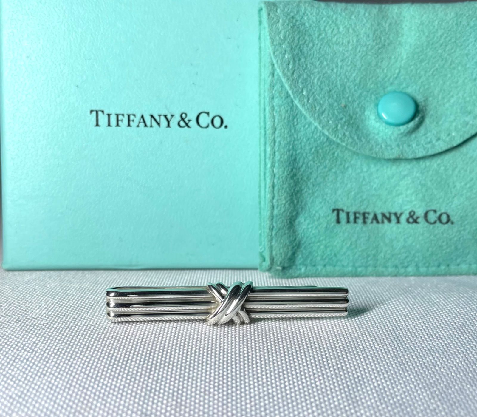 美品 Tiffany ティファニー シグネチャークロス ストライプライン