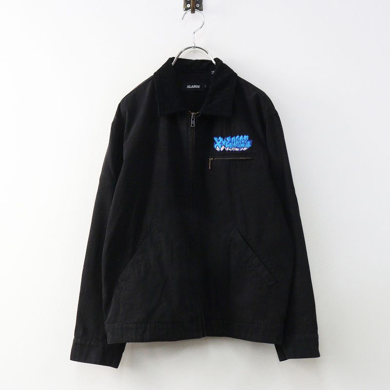 エクストララージ XLARGE OVERDYED WORK ジャケット S＼ブラック オーバーダイ ロゴ刺繍 ワーク ブルゾン メンズ【2400014909760】