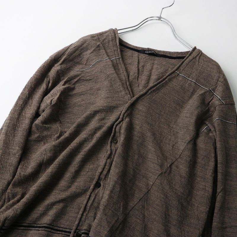 2024AW パドカレ pas de calais ウールガーゼ パネルボーダー＆無地天竺 カーディガン 36｜ブラウン トップス【2400014921199】 2024AW パドカレ pas de calais ウールガーゼ パネルボーダー＆無地