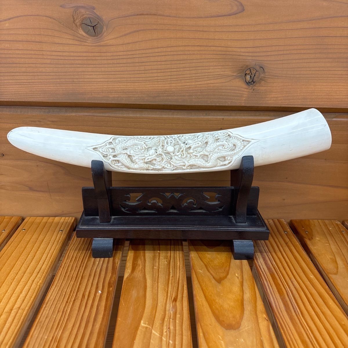 象牙風オブジェ 龍彫刻 一本牙風 37cm - メルカリ