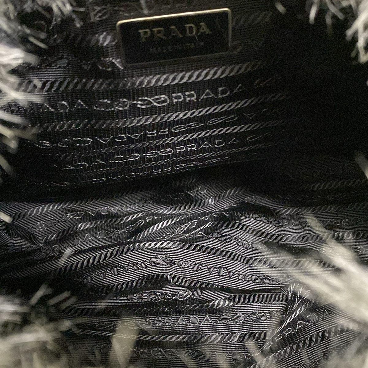 PRADA(プラダ) トートバッグ - アイボリー×黒 レザー、フェイクファー 