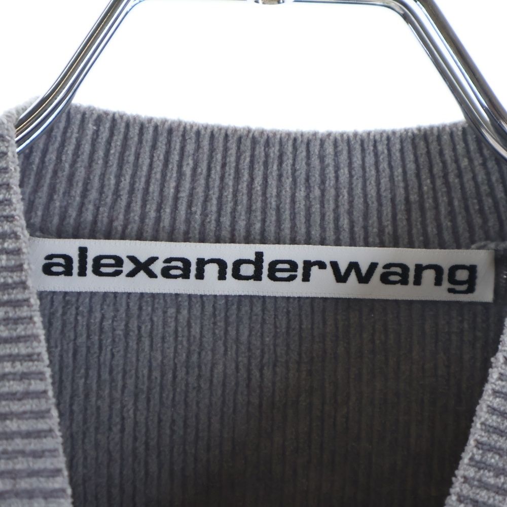 ALEXANDER WANG アレキサンダーワン Embossed Logo Ribbed T-shirt エンボスロゴ リブTシャツ クロップド ニットトップ レディース グレー 1KC3251030 ALEXANDER WANG (アレキサンダーワン) Embossed Logo Ribbed T-shirt