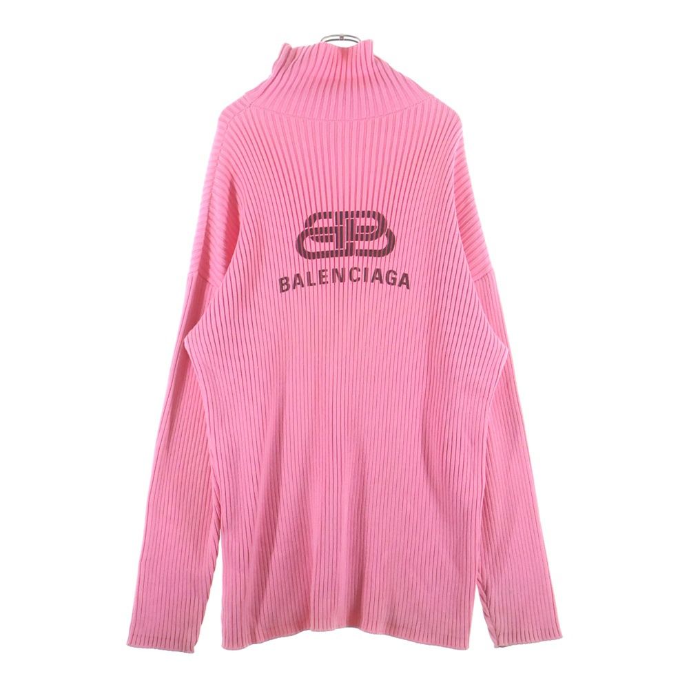 BALENCIAGA バレンシアガ フロントロゴ オーバーサイズ ハイネック長袖セーター ピンク 583089 BALENCIAGA (バレンシアガ) フロントロゴ オーバーサイズ ハイネック
