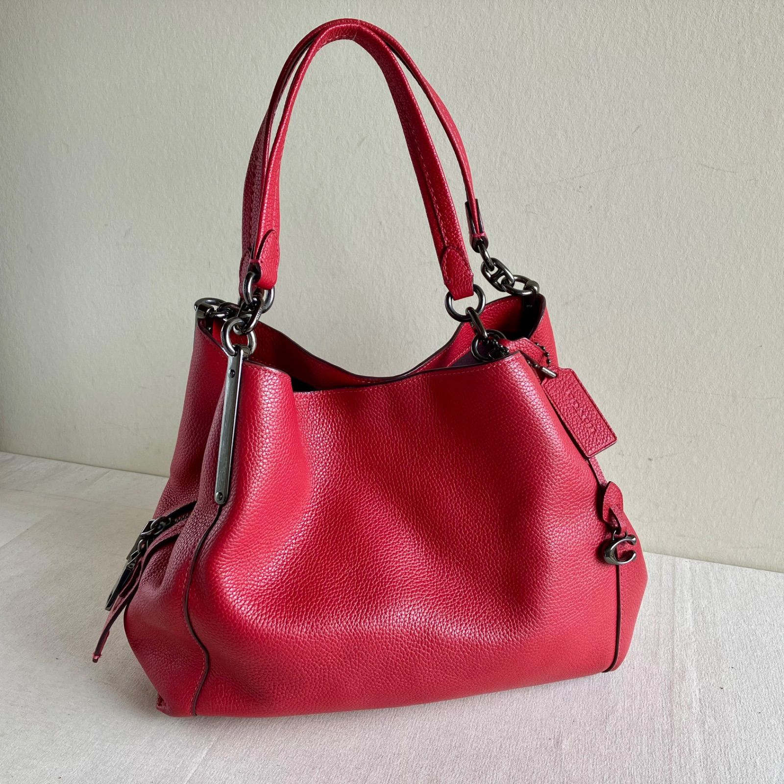 Coach Dalton Pebbled Leather Shoulder Tote Bag Double Handle