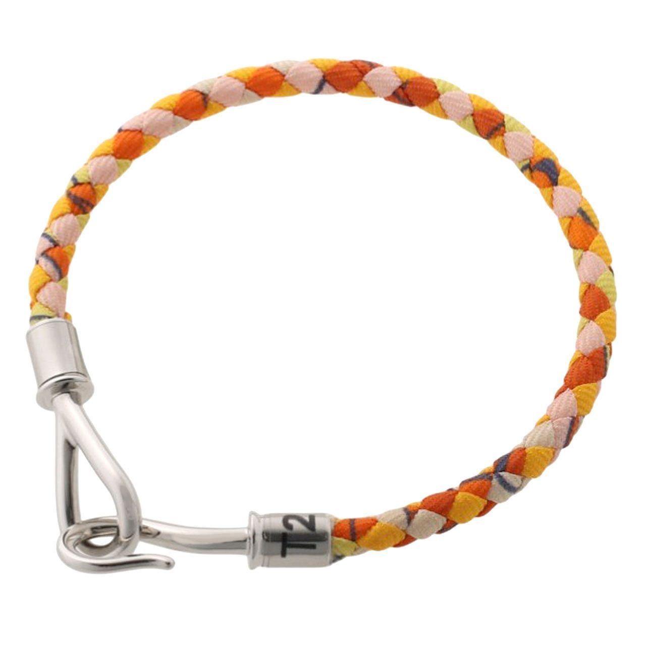 HERMES エルメス ジャンボ ブレスレット シルク メタル オレンジ系
