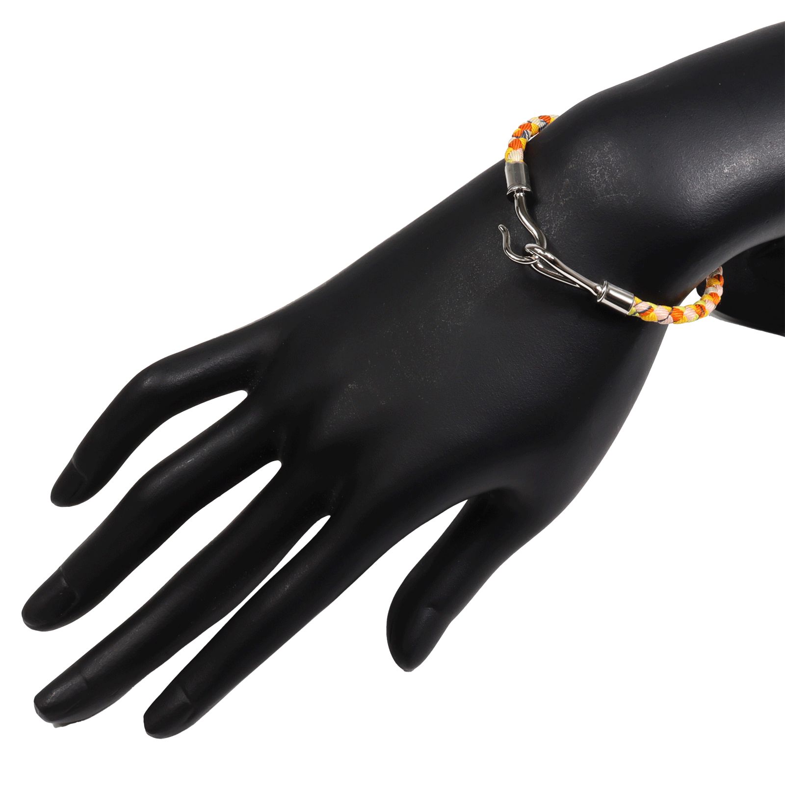 HERMES エルメス ジャンボ ブレスレット シルク メタル オレンジ系