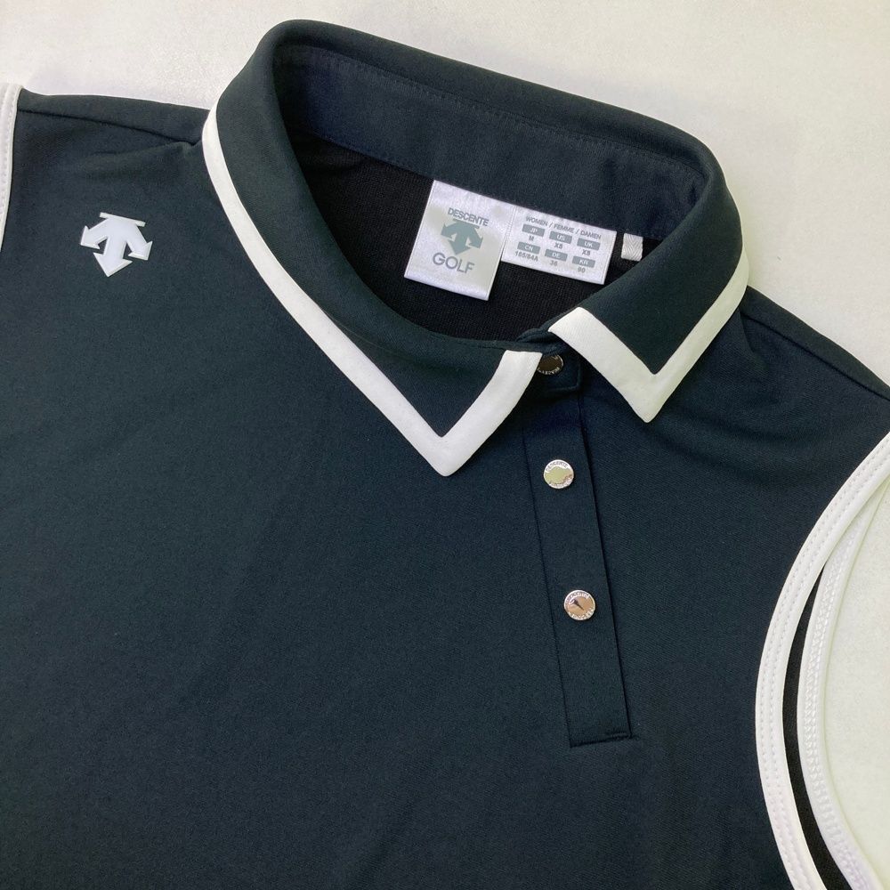 サイズ：M DESCENTE GOLF デサントゴルフ ノースリーブポロシャツ