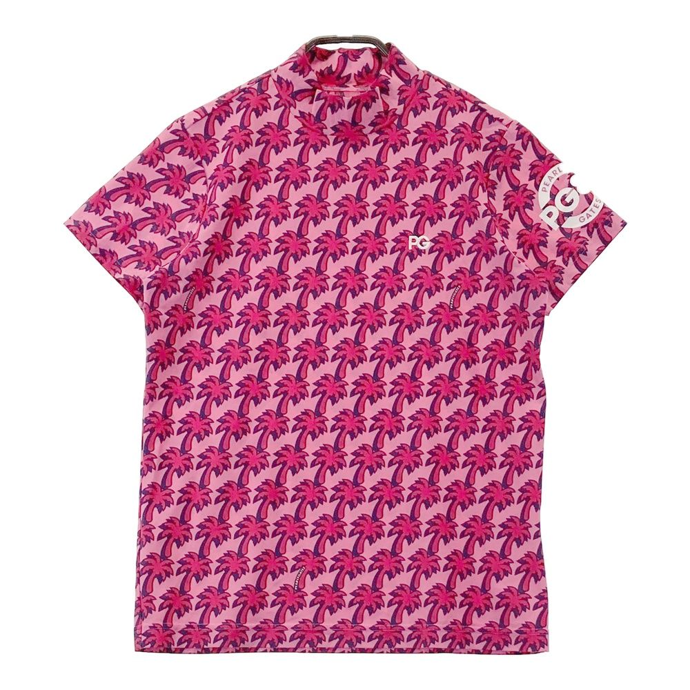 サイズ：2 PEARLY GATES パーリーゲイツ ハイネック 半袖Tシャツ ヤシ 