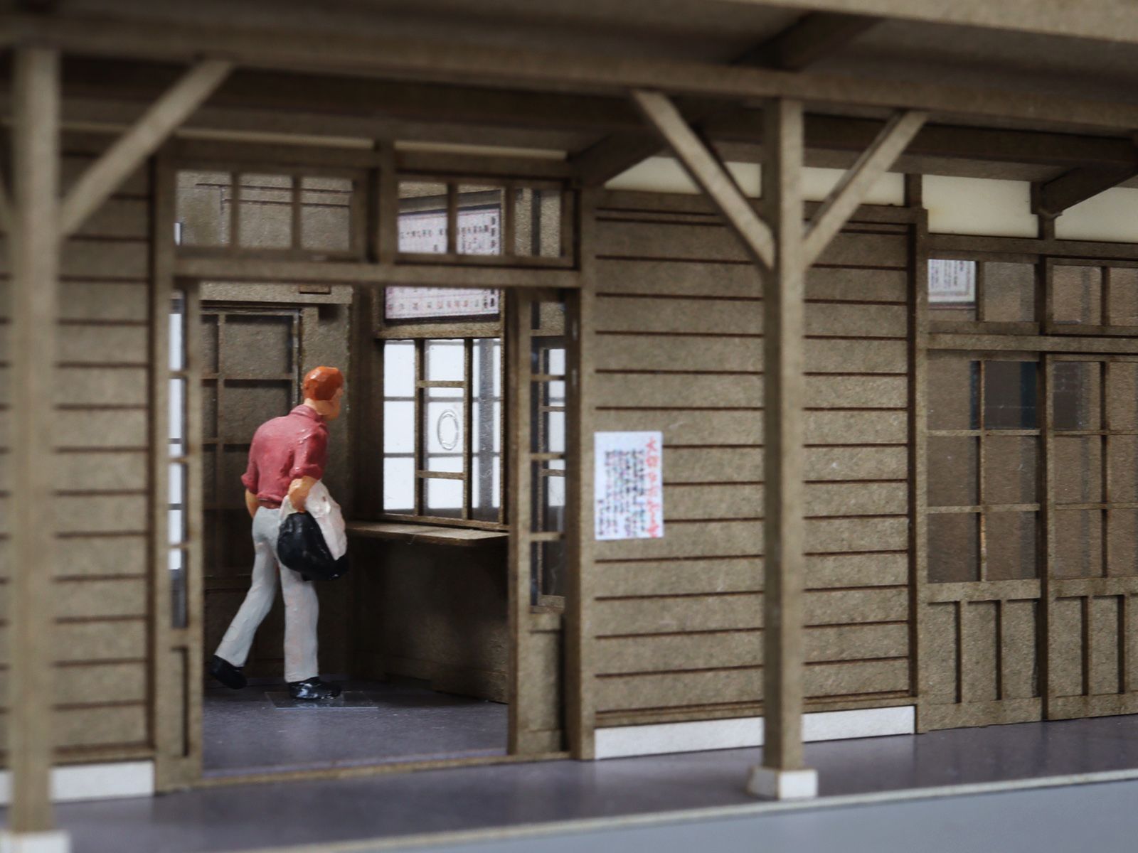 梅桜堂 1/80 HO ST-042-80C 田舎の木造小型駅舎 着色済ペーパー組立