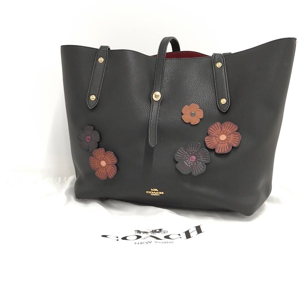 COACH マーケット トートバッグ ショルダーバッグ レザー ブラック 