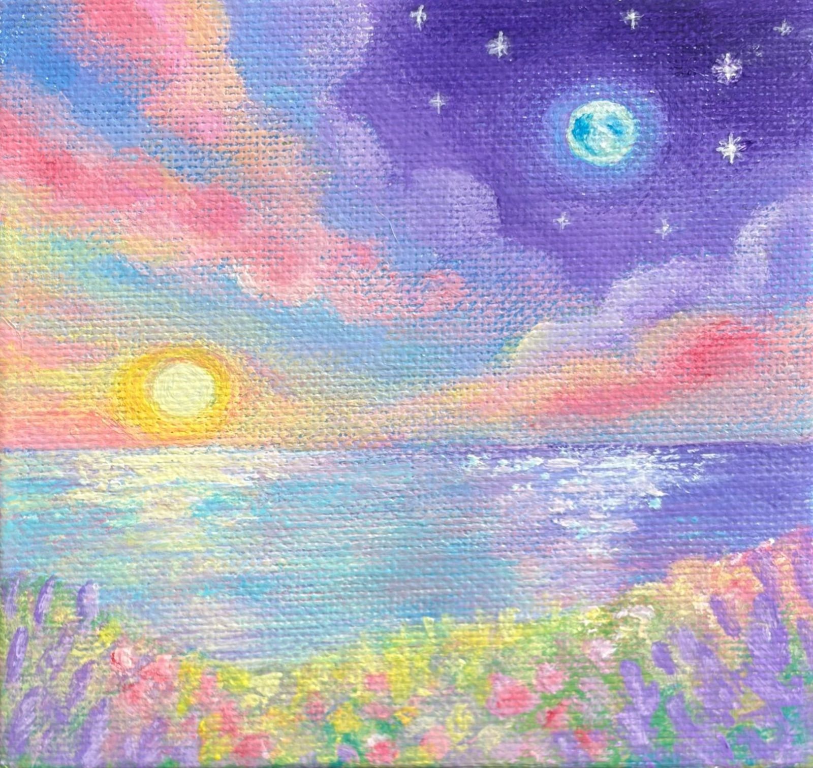 アクリル画 空 手描き 絵画 - メルカリ