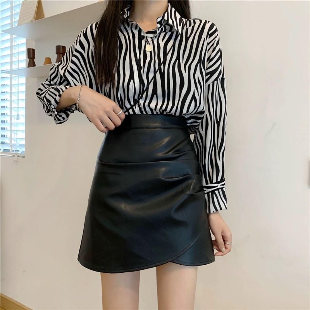 新品 未使用 レディース ファッション系 韓国 服 レディース スカート 黒 ミニスカート レザー 黒 レザースカート