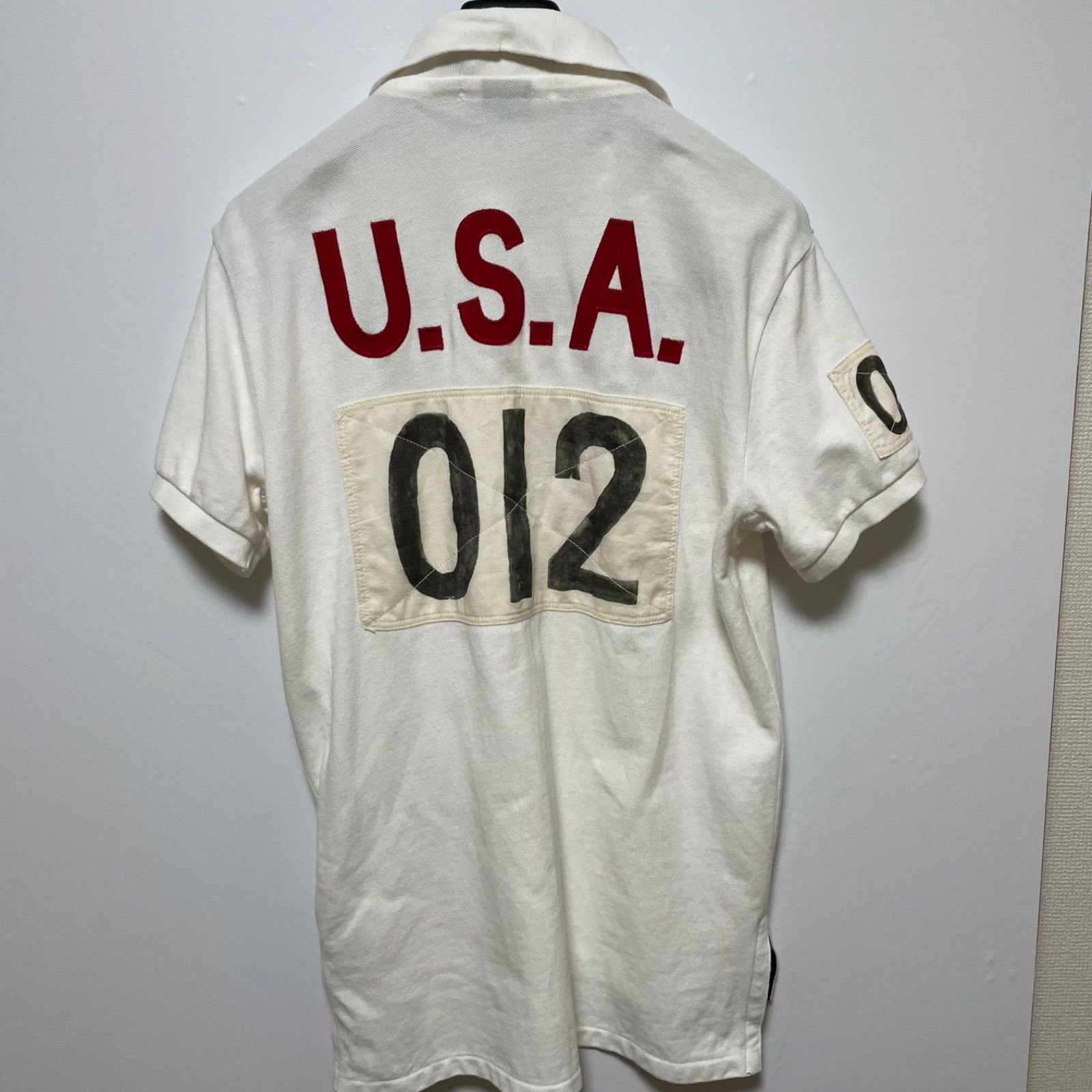 ポロラルフローレン ビッグポニー 国旗刺繍 USA 012 半袖ポロシャツ 白
