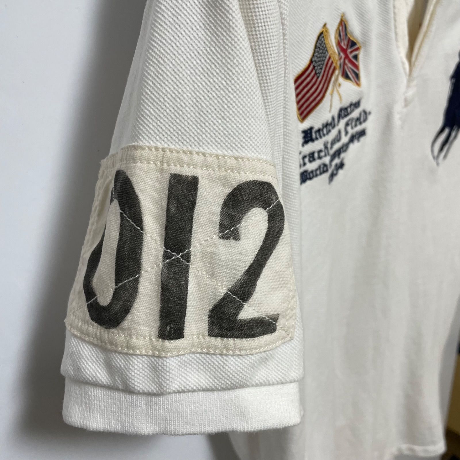 ポロラルフローレン ビッグポニー 国旗刺繍 USA 012 半袖ポロシャツ 白