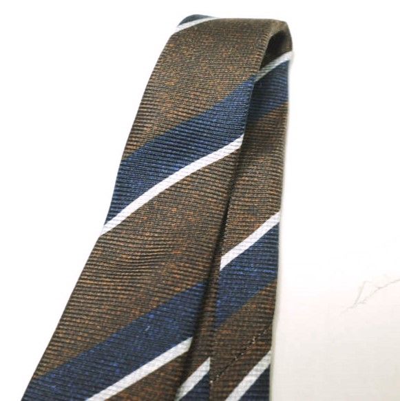 KITON キートン イタリア製 レジメンタルシルクネクタイ BROWN/NAVY ストライプ タイ【中古】【KITON】 KITON キートン イタリア製 レジメンタルシルクネクタイ BROWN/NAVY