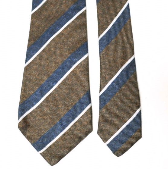 KITON キートン イタリア製 レジメンタルシルクネクタイ BROWN/NAVY ストライプ タイ【中古】【KITON】 KITON キートン イタリア製 レジメンタルシルクネクタイ BROWN/NAVY
