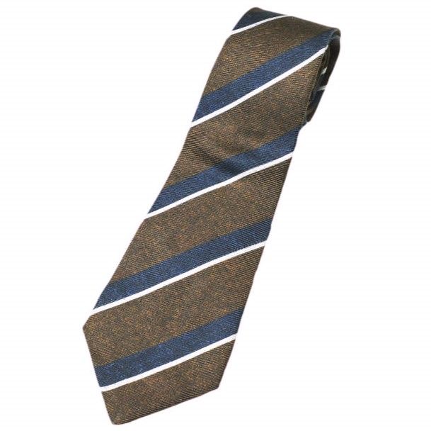 KITON キートン イタリア製 レジメンタルシルクネクタイ BROWN/NAVY ストライプ タイ【中古】【KITON】 KITON キートン イタリア製 レジメンタルシルクネクタイ BROWN/NAVY