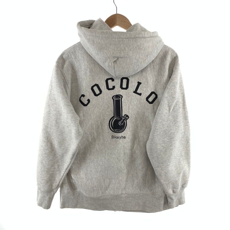 COCOLO グレー ジップアップパーカー M 中古品】COCOLO ジップアップパーカー トップス ブランド 古着 裏起毛