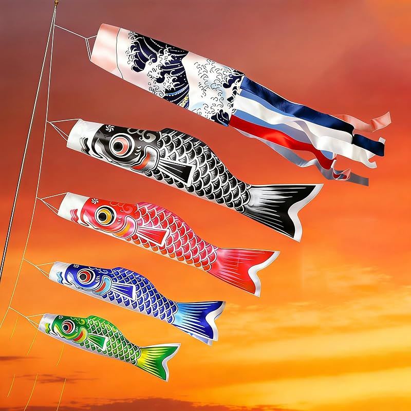 新品】 こいのぼり 鯉のぼり 【鯉4匹 吹流し1.4m 黒鯉1m 赤い緋鯉 0.7m