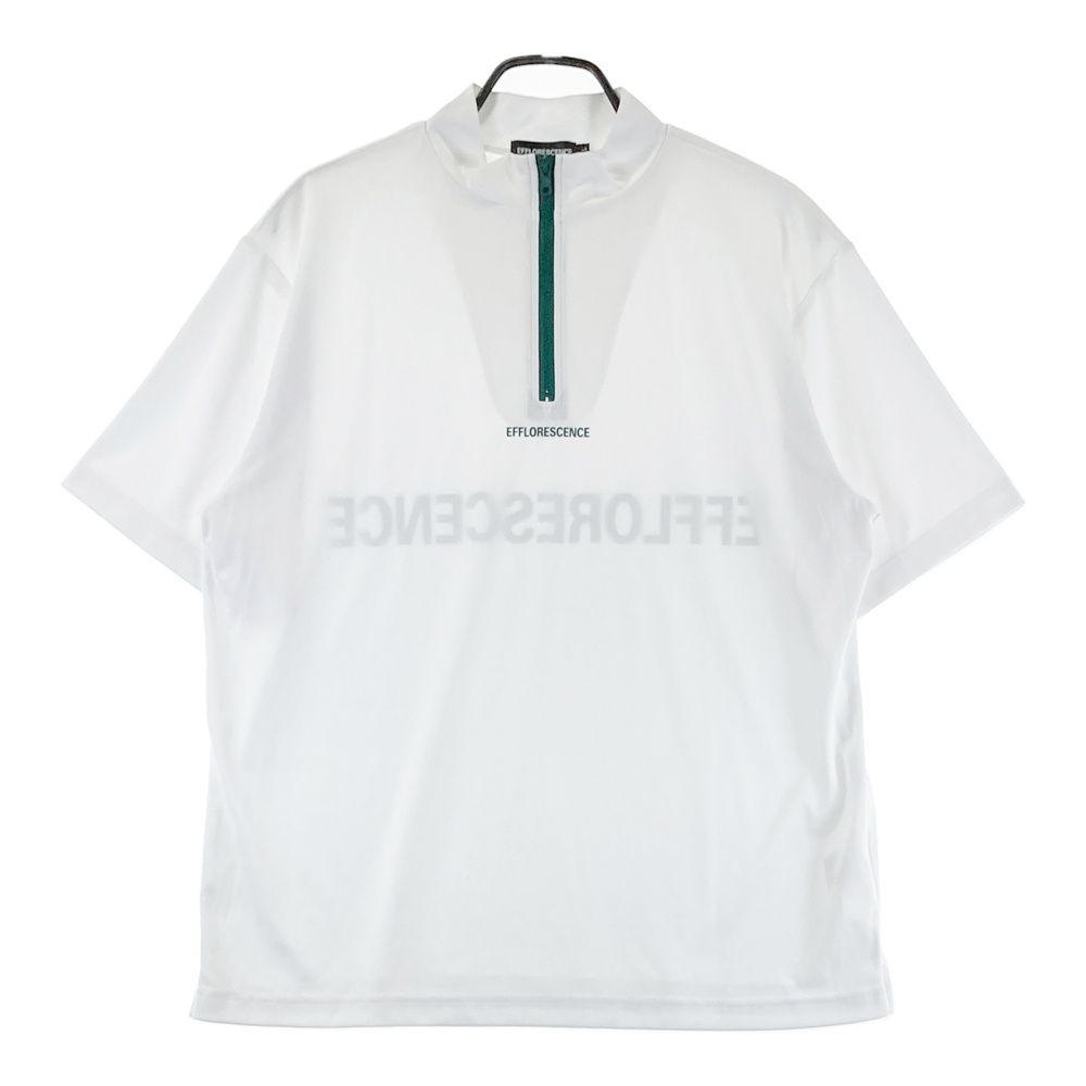 EFFLORESCENCE ゴルフシャツ ハーフジップ ホワイト サイズ：L EFFLORESCENCE エフロレッセンス ハーフジップ 半袖Tシャツ