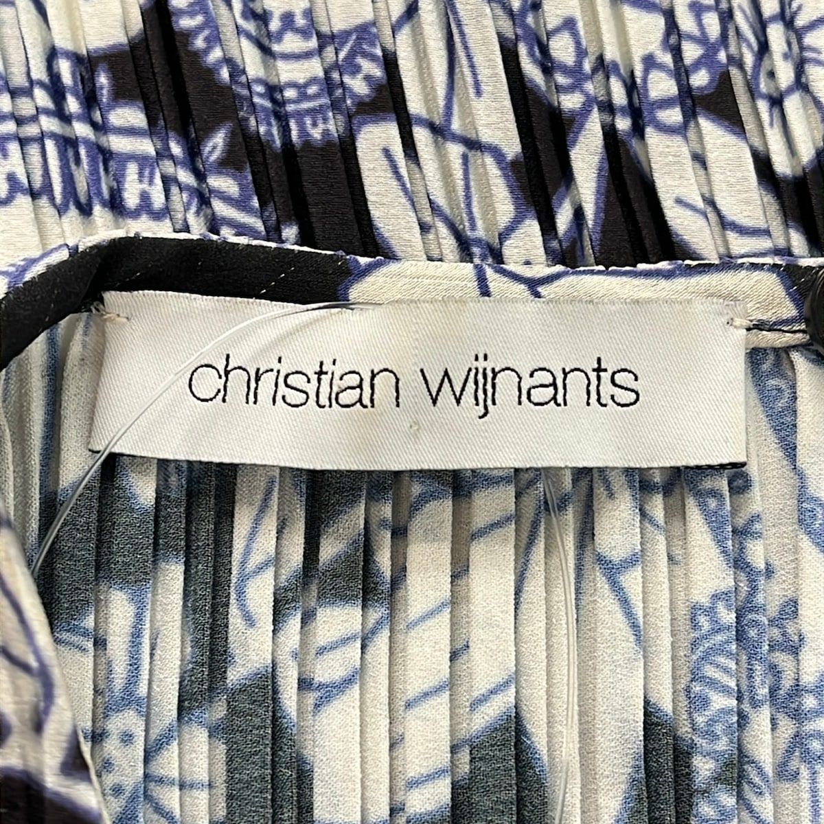 CHRISTIAN WIJNANTS(クリスチャンワイナンツ) ノースリーブカットソー サイズ36 S レディース美品  ネイビー×白×マルチ プリーツ CHRISTIAN WIJNANTS(クリスチャンワイナンツ) ノースリーブカットソー