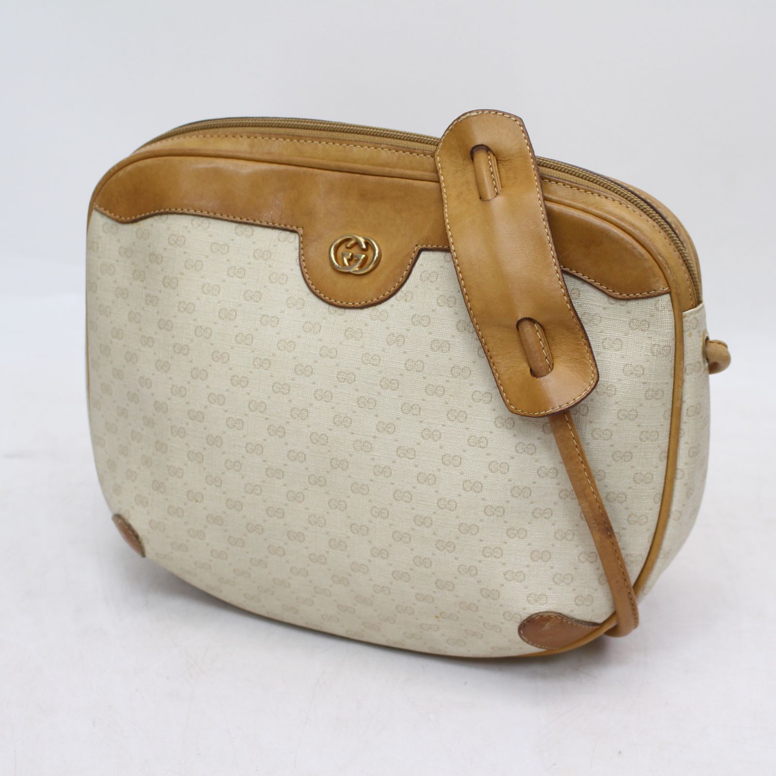 S606)グッチ GUCCI ショルダーバッグ マイクロ GG アイボリー ロゴ 