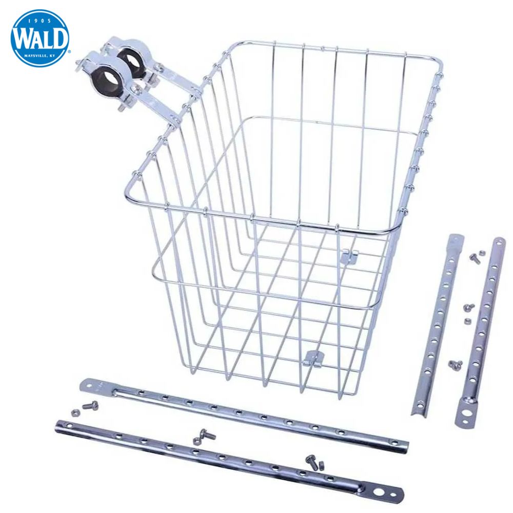 【正規輸入品】WALD 1352 Multi Fit Front Basket CP(Silver) ウォルド 前かご シルバー ＊ブラケット、ステー付属