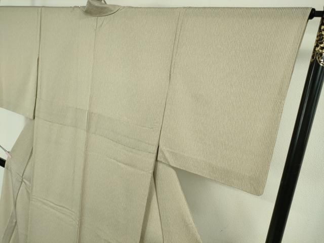 平和屋着物＊極上　夏物　御召舎　夏お召　毛万筋　練色×枯野色　ますいわ屋扱い　反端付き　逸品　DZAB5415kh6 平和屋着物＊極上 夏物 御召舎 夏お召 毛万筋 練色×枯野色 ますいわ屋