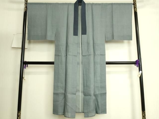 平和屋着物＊極上　夏物　男性　長襦袢　小千谷ちぢみ　麻　錆鉄御納戸色　逸品　DZAB5799kh6