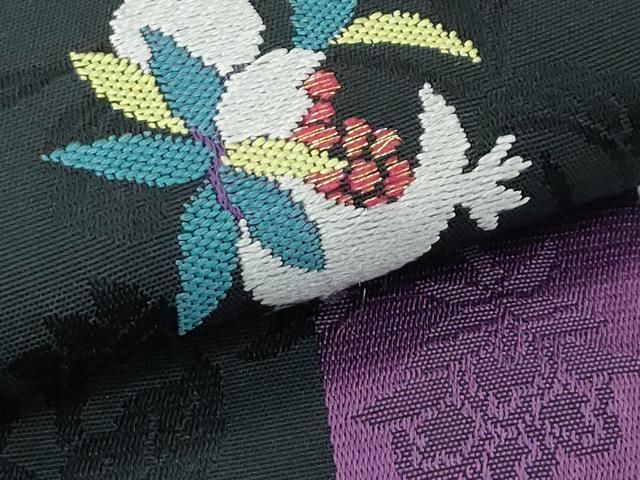 平和屋着物○極上 撫松庵 両面 半幅帯 花唐草文 間道 逸品 CZAA5727s6