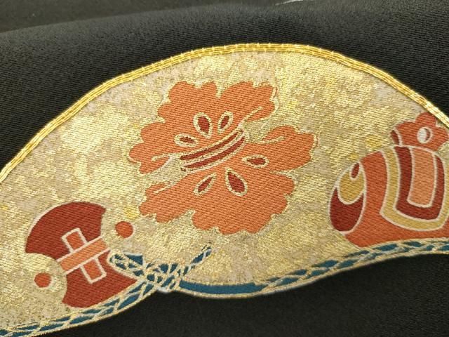 平和屋着物●創業460年・千總　黒留袖　駒刺繍　双鶴吉祥松文　金彩　正絹　逸品　AABH7139cs 平和屋着物○創業460年・千總 黒留袖 駒刺繍 双鶴吉祥松文 金彩 正絹