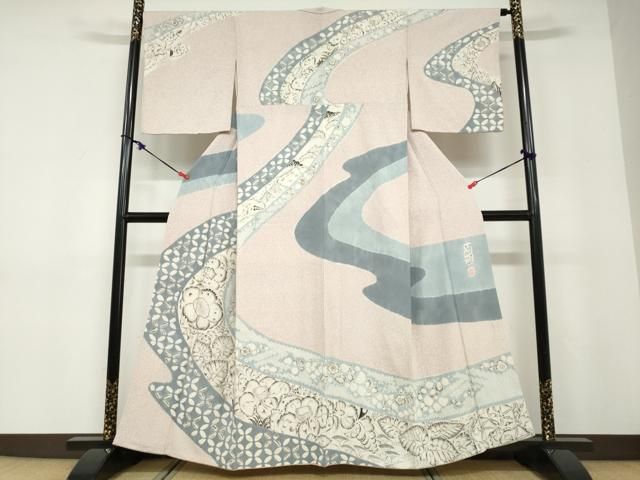 平和屋着物●西洞院辻が花　大脇一心　訪問着　絞り　辻が花　正絹　逸品　DABD9218ud 平和屋着物○西洞院辻が花 大脇一心 訪問着 絞り 辻が花 正絹 逸品