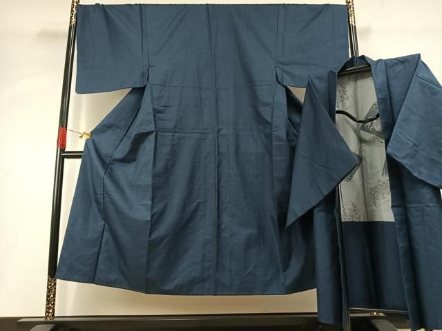 平和屋着物●男性　紬　アンサンブル　亀甲絣　正絹　逸品　AABH4823fy
