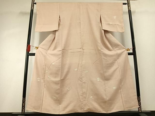 平和屋着物●訪問着　紬地　駒刺繍　宝尽くし文様　銀彩　正絹　逸品　AABH4842fy 平和屋着物○訪問着 紬地 駒刺繍 宝尽くし文様 銀彩 正絹 逸品