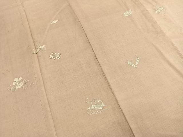 平和屋着物○訪問着 紬地 駒刺繍 宝尽くし文様 銀彩 正絹 逸品