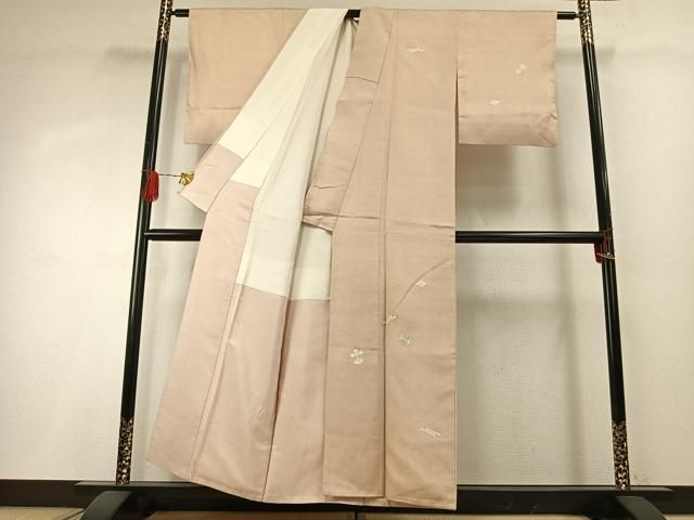 平和屋着物●訪問着　紬地　駒刺繍　宝尽くし文様　銀彩　正絹　逸品　AABH4842fy 平和屋着物○訪問着 紬地 駒刺繍 宝尽くし文様 銀彩 正絹 逸品